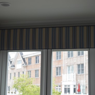 Custom Striped Cornice Board for Annapolis townhome