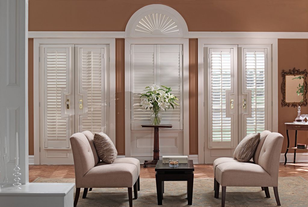 French Cut Out Doors with Plantation Shutters
